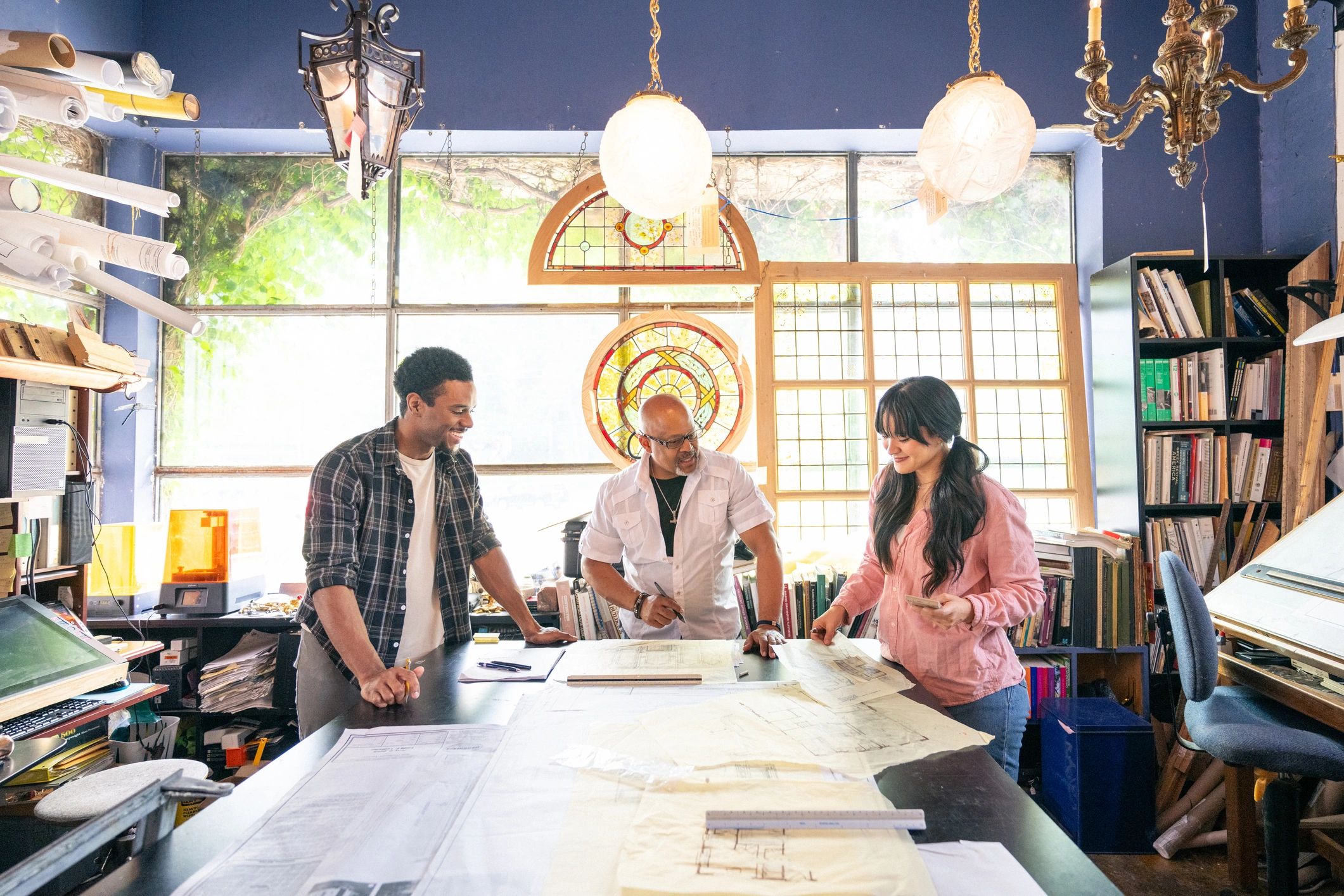 Collaborative planning session in a creative studio